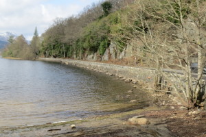 Most of the Loch Ard shoreline looks like this