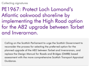 Geoff Riddington A82 Tarbet to Inverarnan: Holyrood Petition Underway - parkswatchscotland